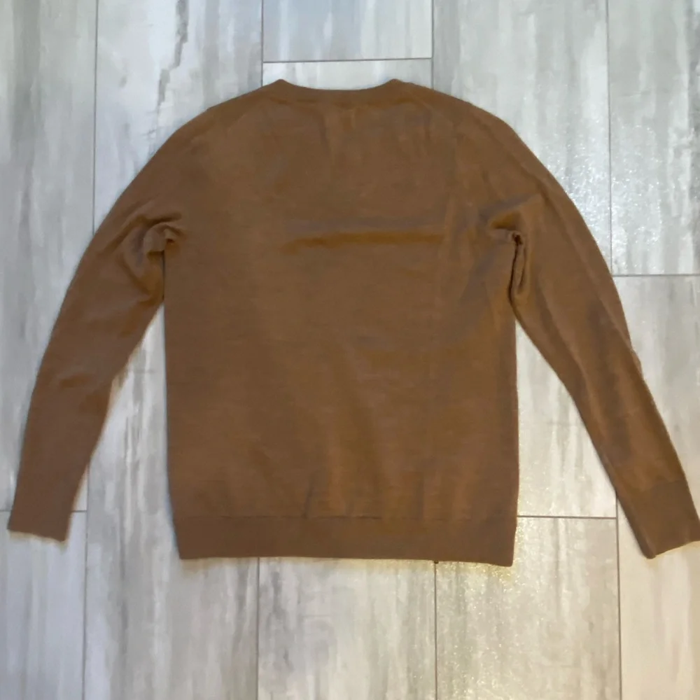 J. Crew Camel Brown Merino Wool Zipper Long Sleeve Crew Neck Sweater, small